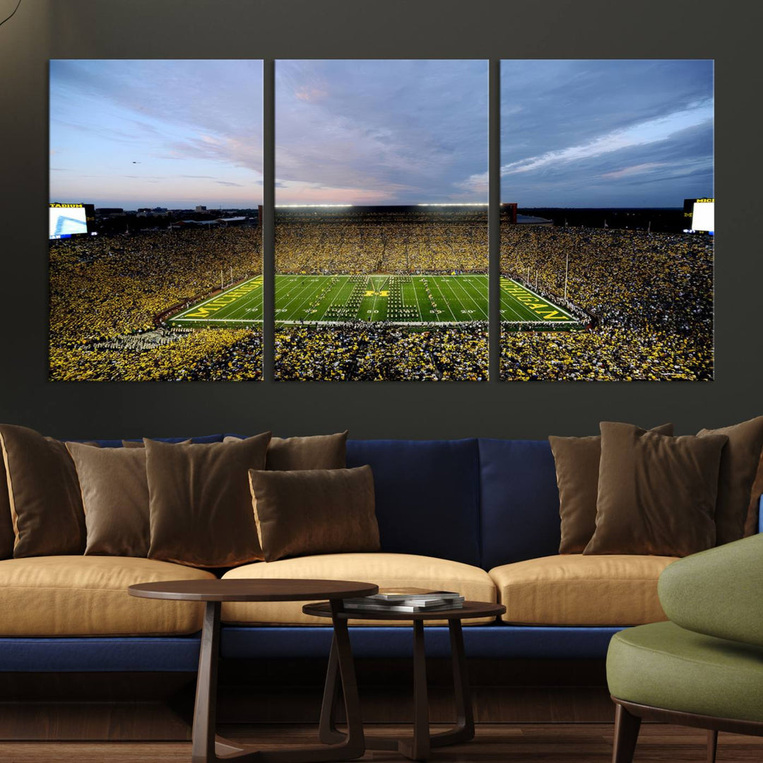 University of Michigan Wolverines Football Team Print - Ann Arbor Michigan Stadium Wall Art Canvas Print