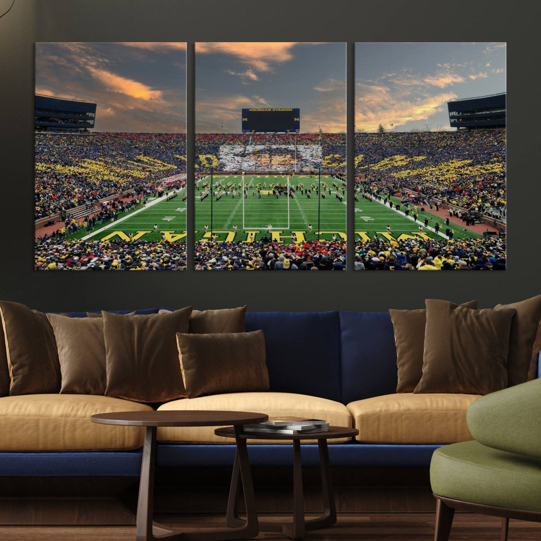 University of Michigan Wolverines Football Team Print - Ann Arbor Michigan Stadium Wall Art Canvas Print