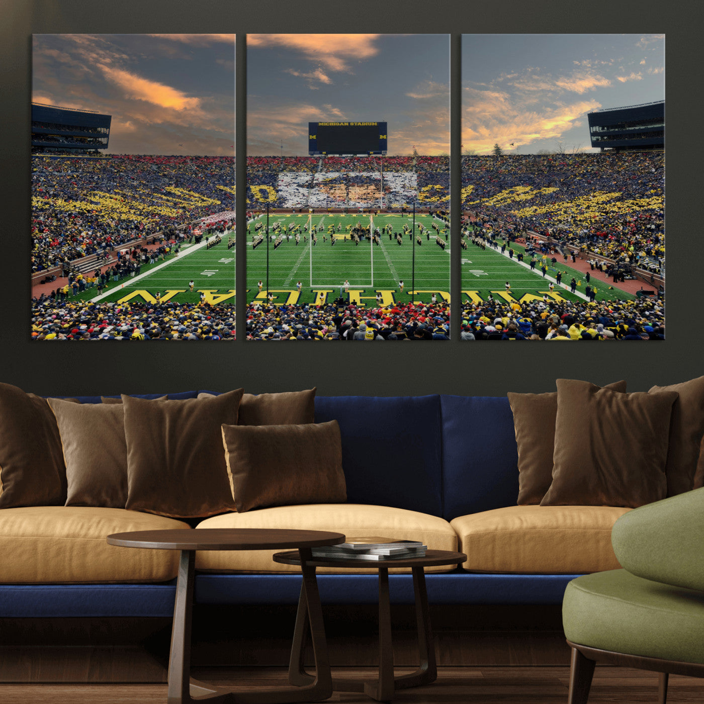 MGV-CV-60X30-3P - University of Michigan Wolverines Print Canvas, Football Team Print - Ann Arbor Michigan Stadium