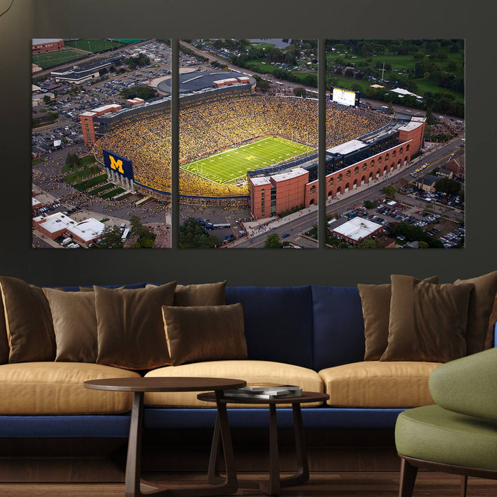 University of Michigan Wolverines Football Team Print - Ann Arbor Michigan Stadium Wall Art Canvas Print