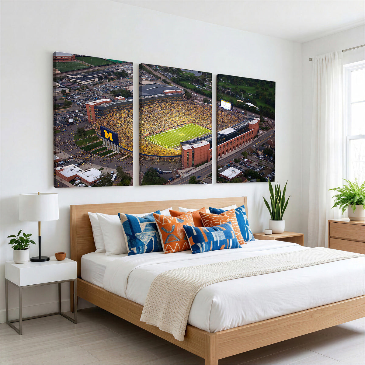 95248-MGV-CV-36X24 - University of Michigan Wolverines Football Team Print - Ann Arbor Michigan Stadium Wall Art Canvas