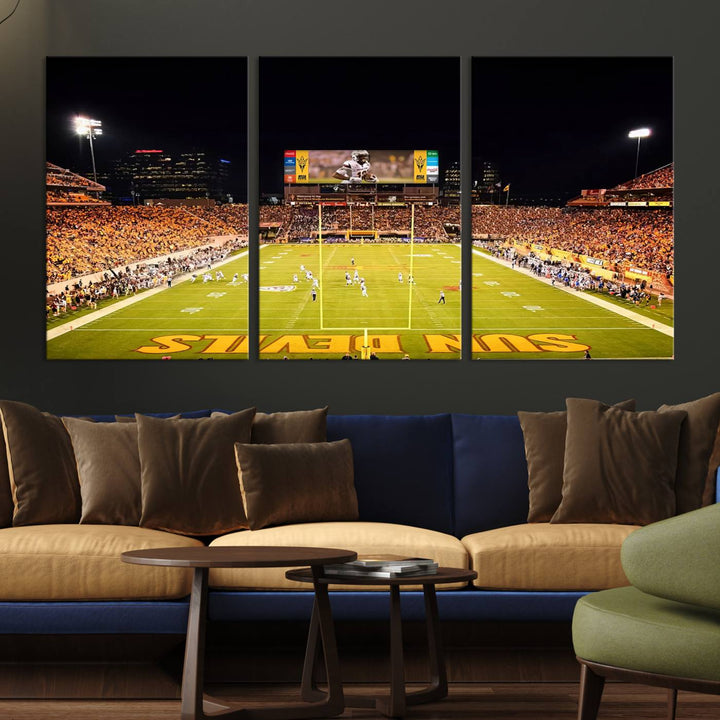 ASU Sun Devils Football Team Print - Phoenix Mountain America Stadium Wall Art Canvas Print