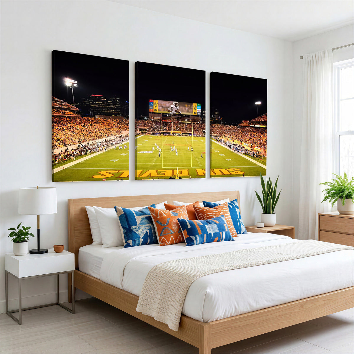 87612-MGV-CV-36X24 - ASU Sun Devils Football Team Print - Phoenix Mountain America Stadium Canvas Print