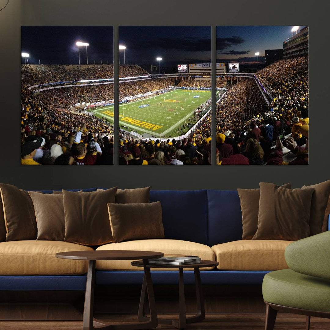 ASU Sun Devils Football Team Print - Phoenix Mountain America Stadium Wall Art Canvas Print