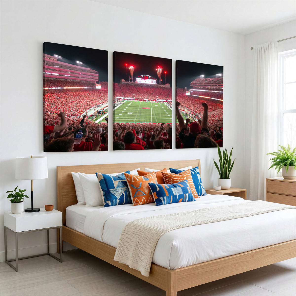 43351-MGV-CV-36X24 - University of Nebraska Cornhuskers Football Team Print - Lincoln Memorial Stadium Wall Art Canvas