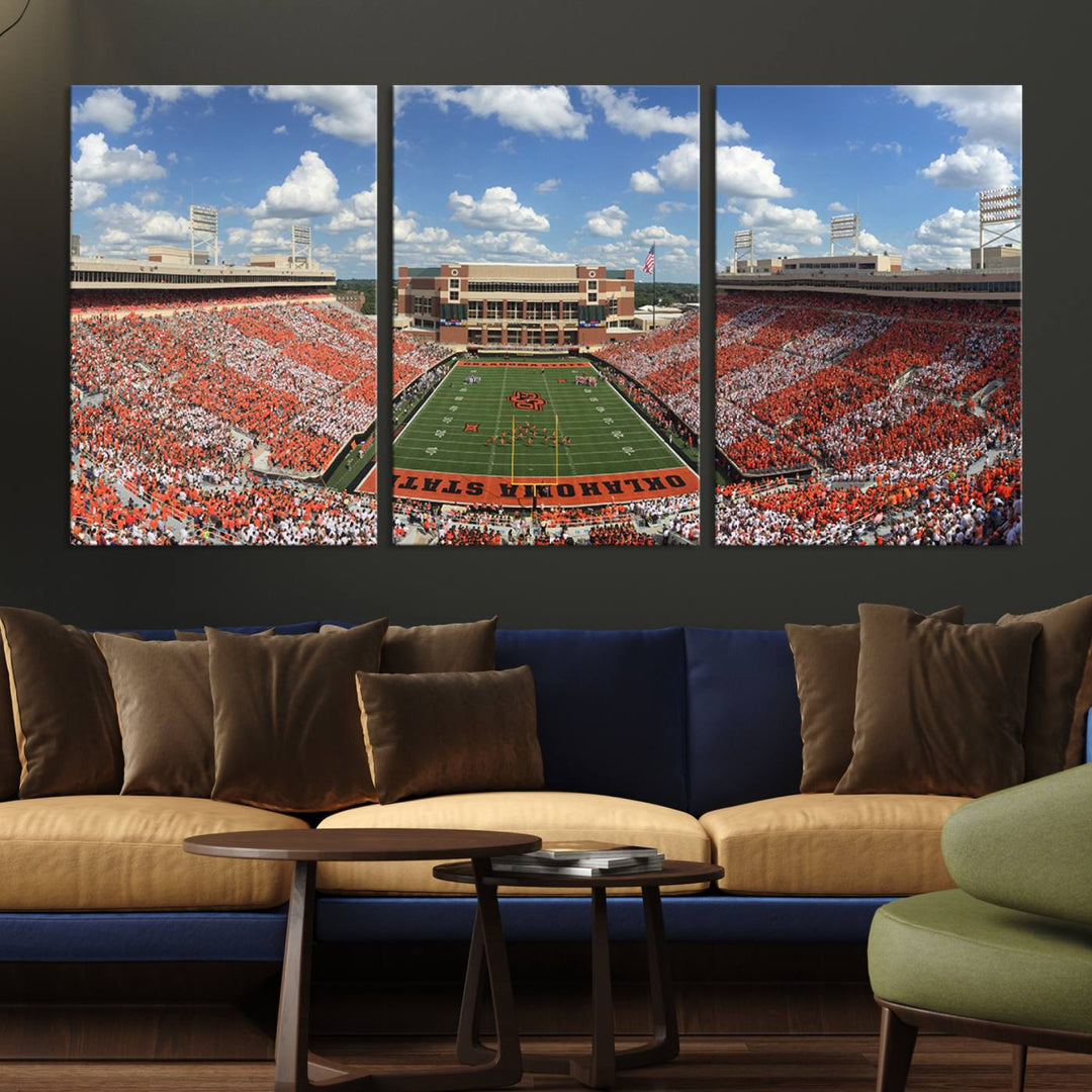 Oklahoma State Cowboys Football Team Print - Stillwater Boone Pickens Stadium Wall Art Canvas Print