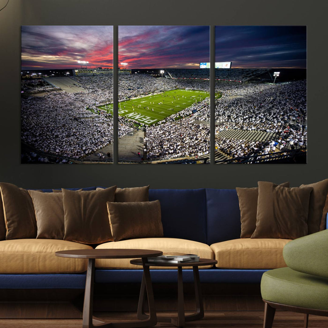 Penn State Nittany Lions Football Team Print - University Park Beaver Stadium Wall Art Canvas Print