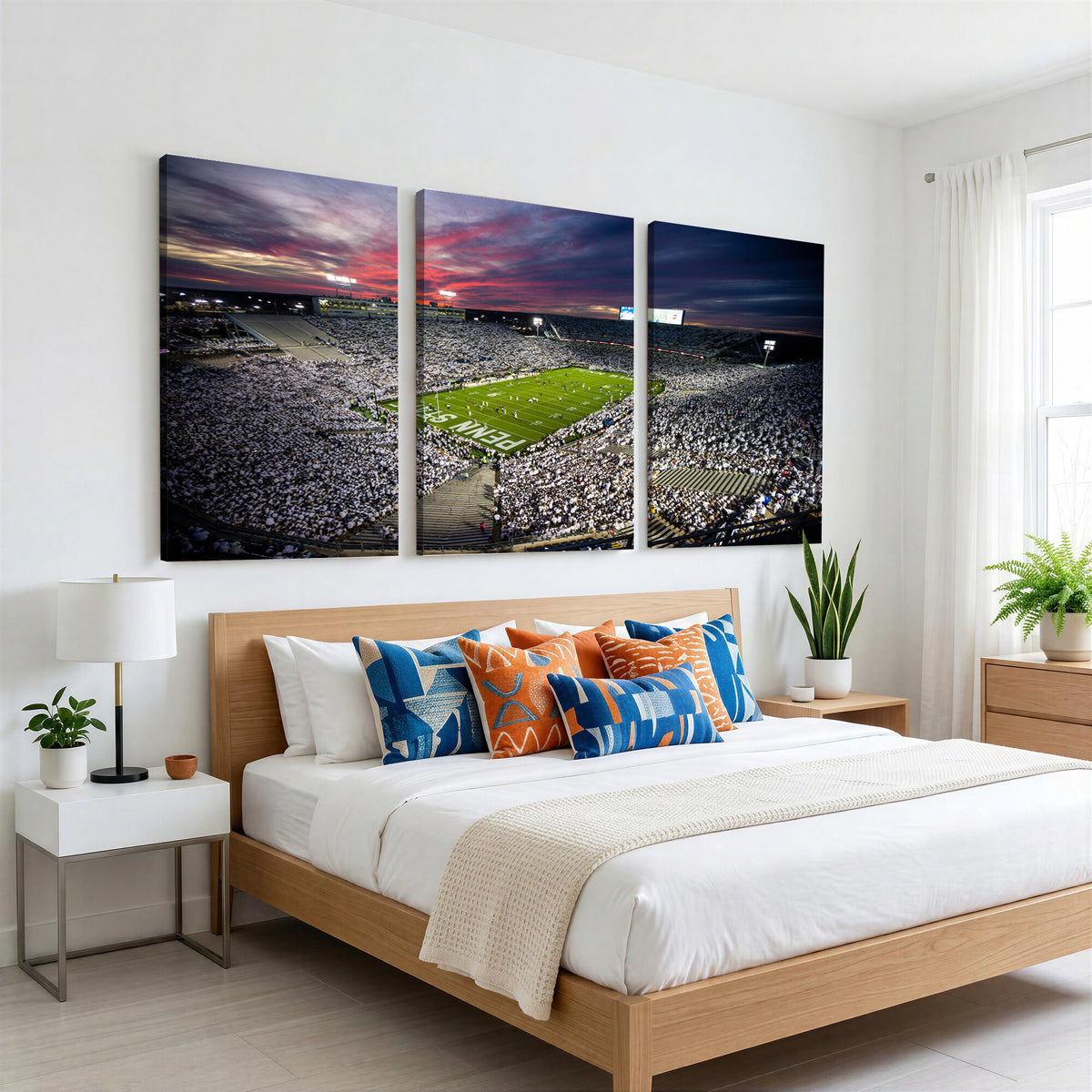 37304-MGV-CV-36X24 - Penn State Nittany Lions Football Team Print - University Park Beaver Stadium Art Canvas Print