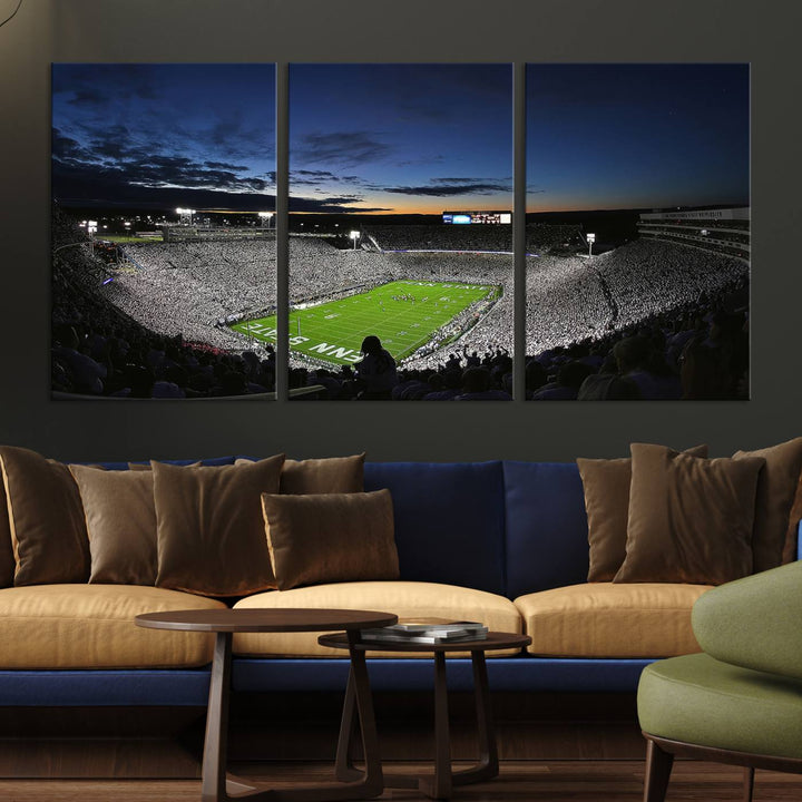 Penn State Nittany Lions Football Team Print - University Park Beaver Stadium Wall Art Canvas Print