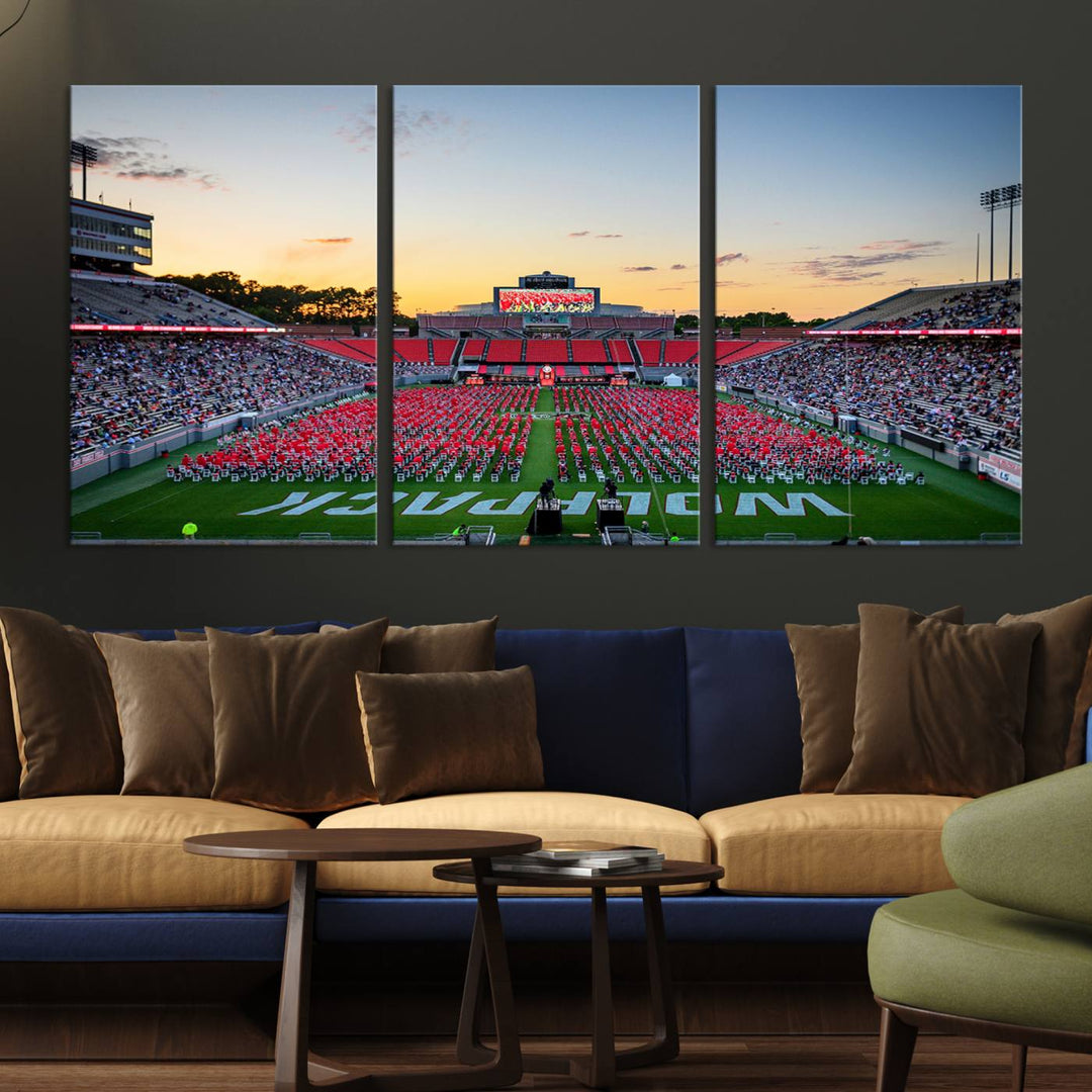 NC State Wolfpack Football Team Print - Raleigh Carter-Finley Stadium Wall Art Canvas Print