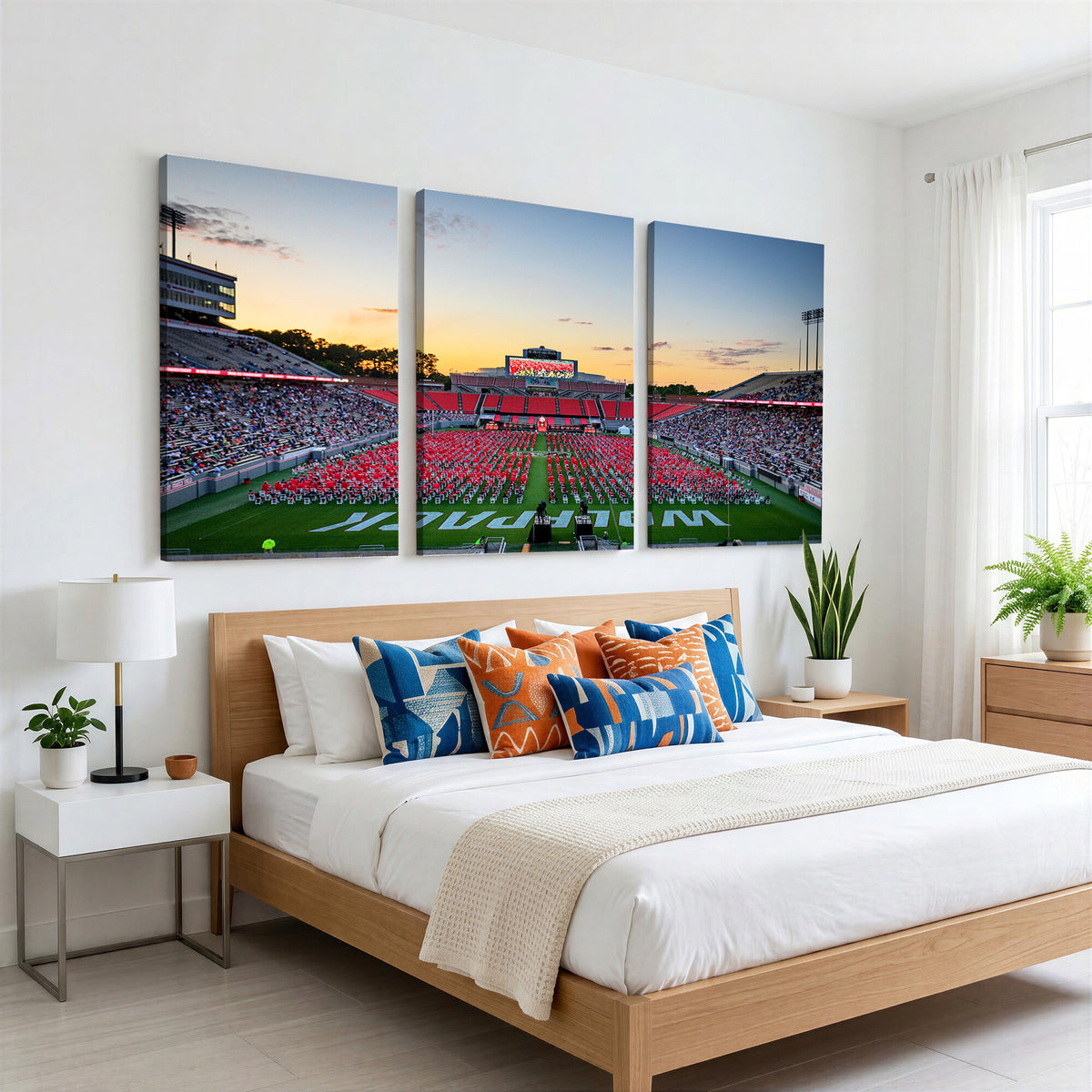 35266-MGV-CV-36X24 - NC State Wolfpack Football Team Print Wall Art - Raleigh Carter-Finley Stadium Wall Art Canvas Print