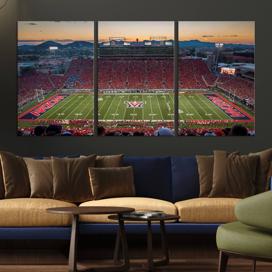 Arizona Wildcats Football Team Print - Tucson Arizona Stadium Wall Art Canvas Print