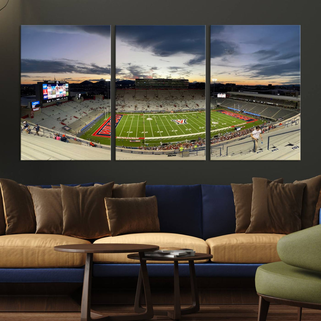 Arizona Wildcats Football Team Print - Tucson Arizona Stadium Wall Art Canvas Print