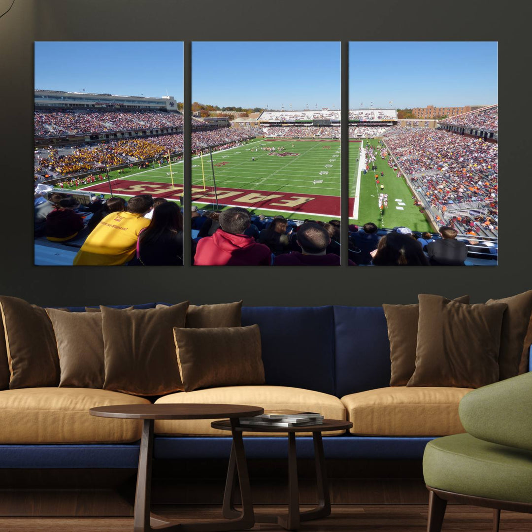 Boston College Eagles Football Team Print - Boston Alumni Stadium Wall Art Canvas Print