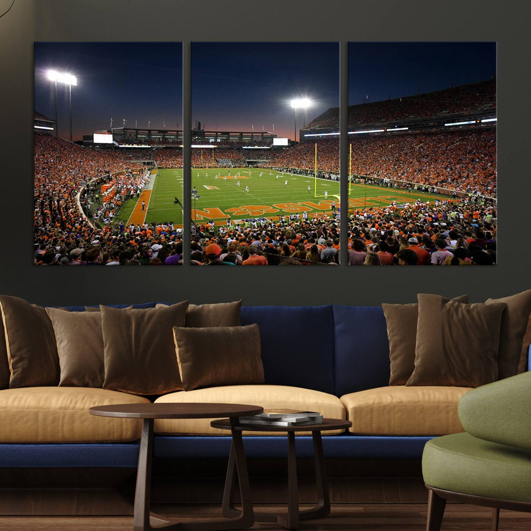 Clemson University Tigers Football Team Print - Clemson Memorial Stadium Wall Art Canvas Print