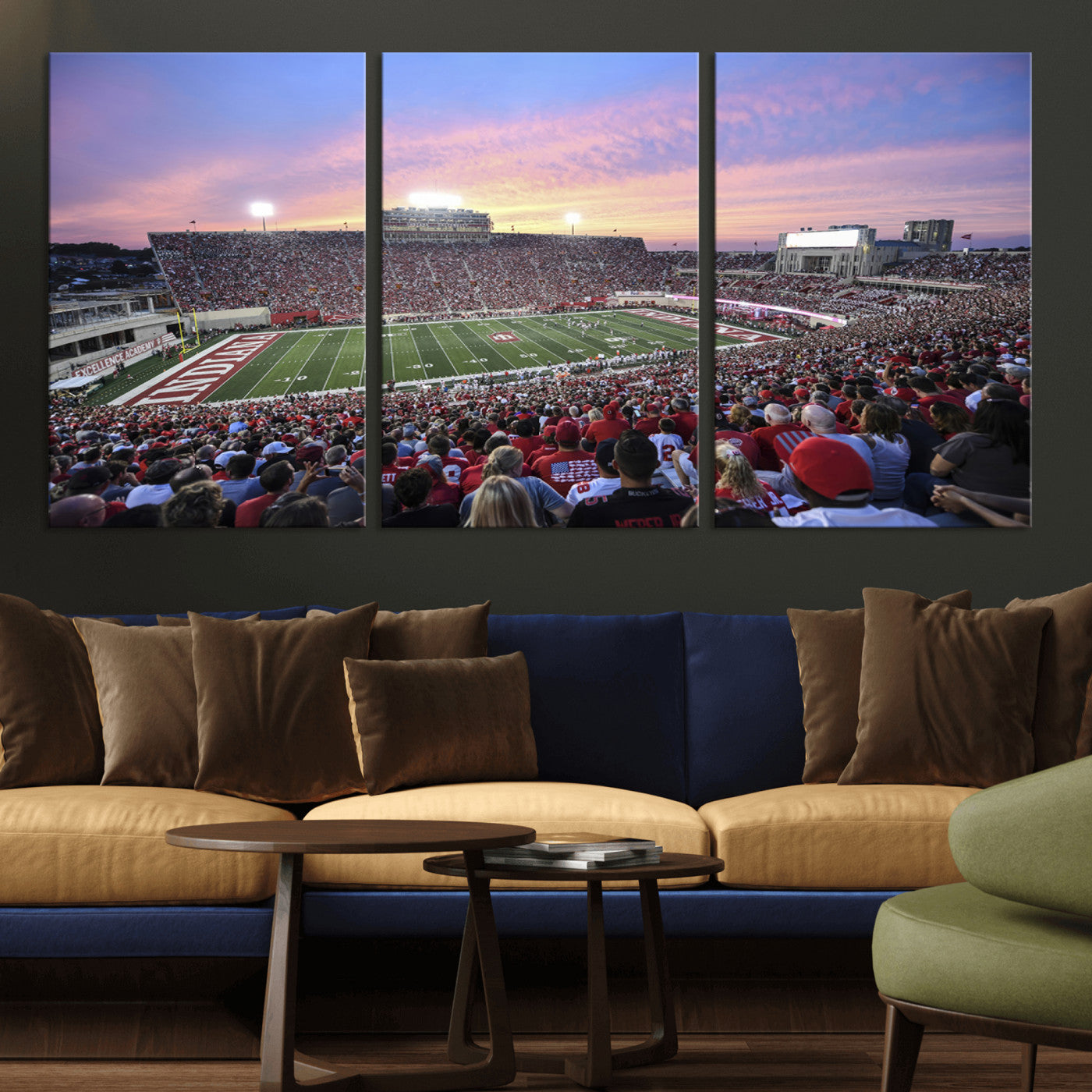 13046-MGV-CV-36X24-Indiana University Hoosiers Football Team Print - Bloomington Memorial Stadium Wall Art Canvas Print