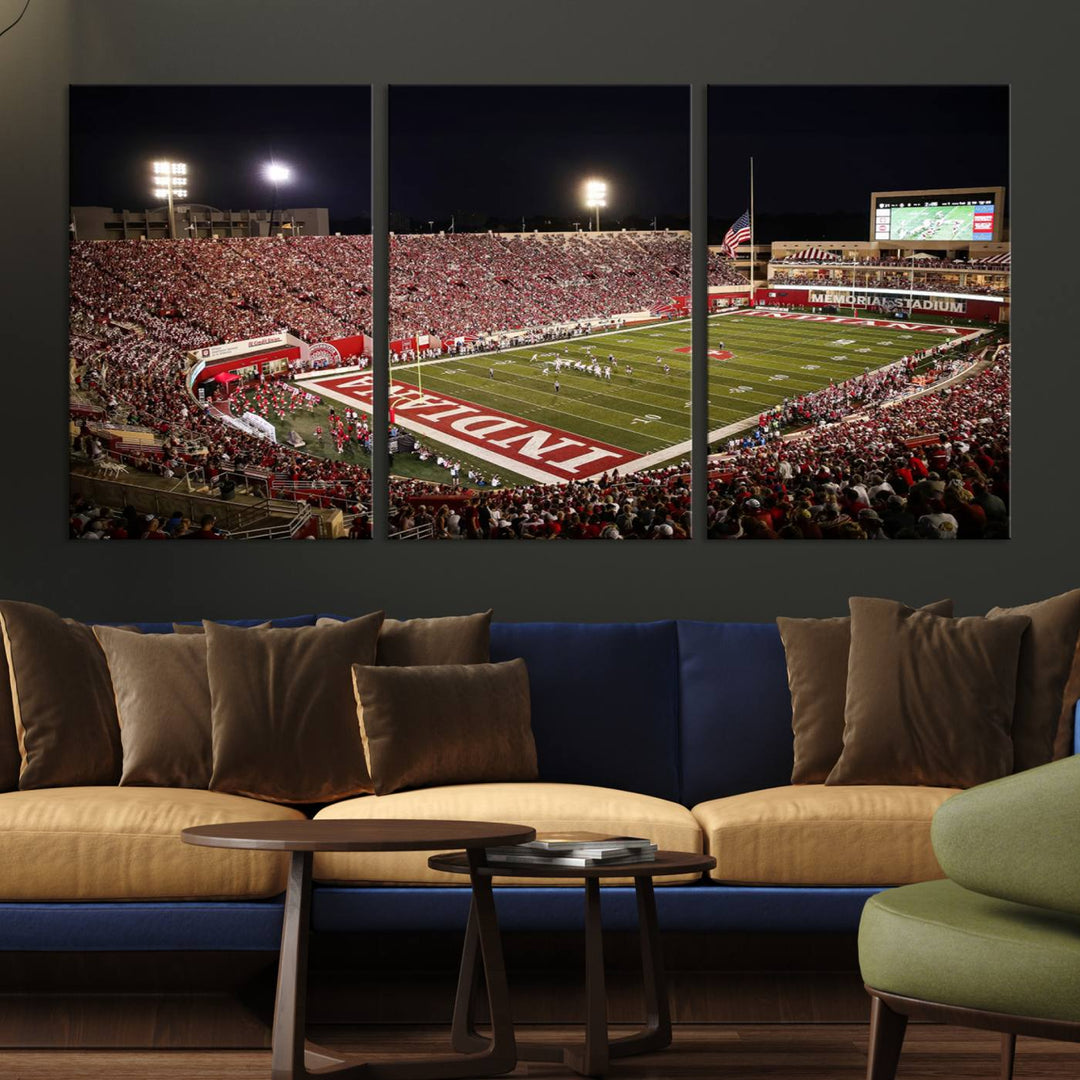 Indiana University Hoosiers Football Team Print - Bloomington Memorial Stadium Wall Art Canvas Print