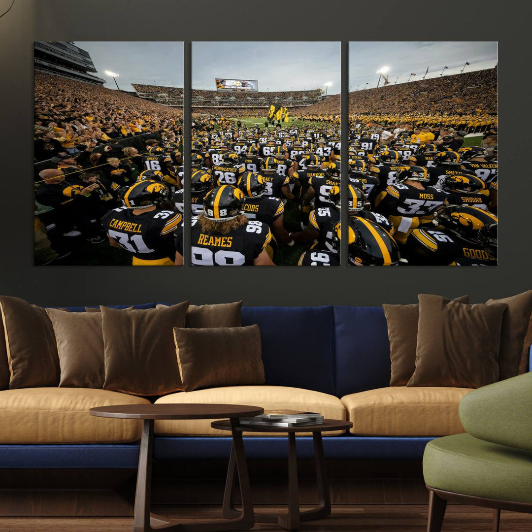 Iowa University Hawkeyes Football Team Print - Iowa City Kinnick Stadium Wall Art Canvas Print