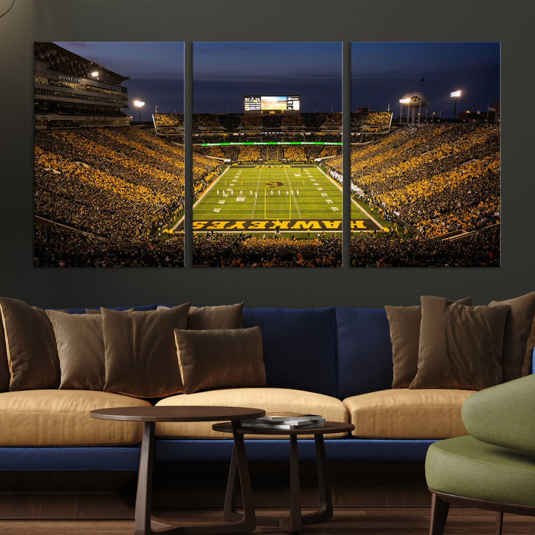 Iowa University Hawkeyes Football Team Print - Iowa City Kinnick Stadium Wall Art Canvas Print