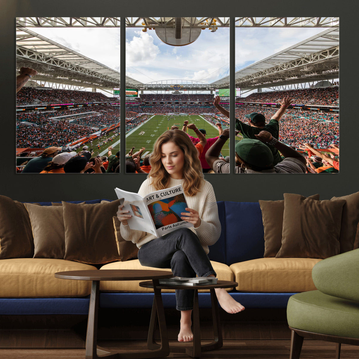 66239-PAN-FL-20X10 - Miami Hurricanes Football Team Wall Art Print - Miami Hard Rock Stadium Wall Art Canvas Print