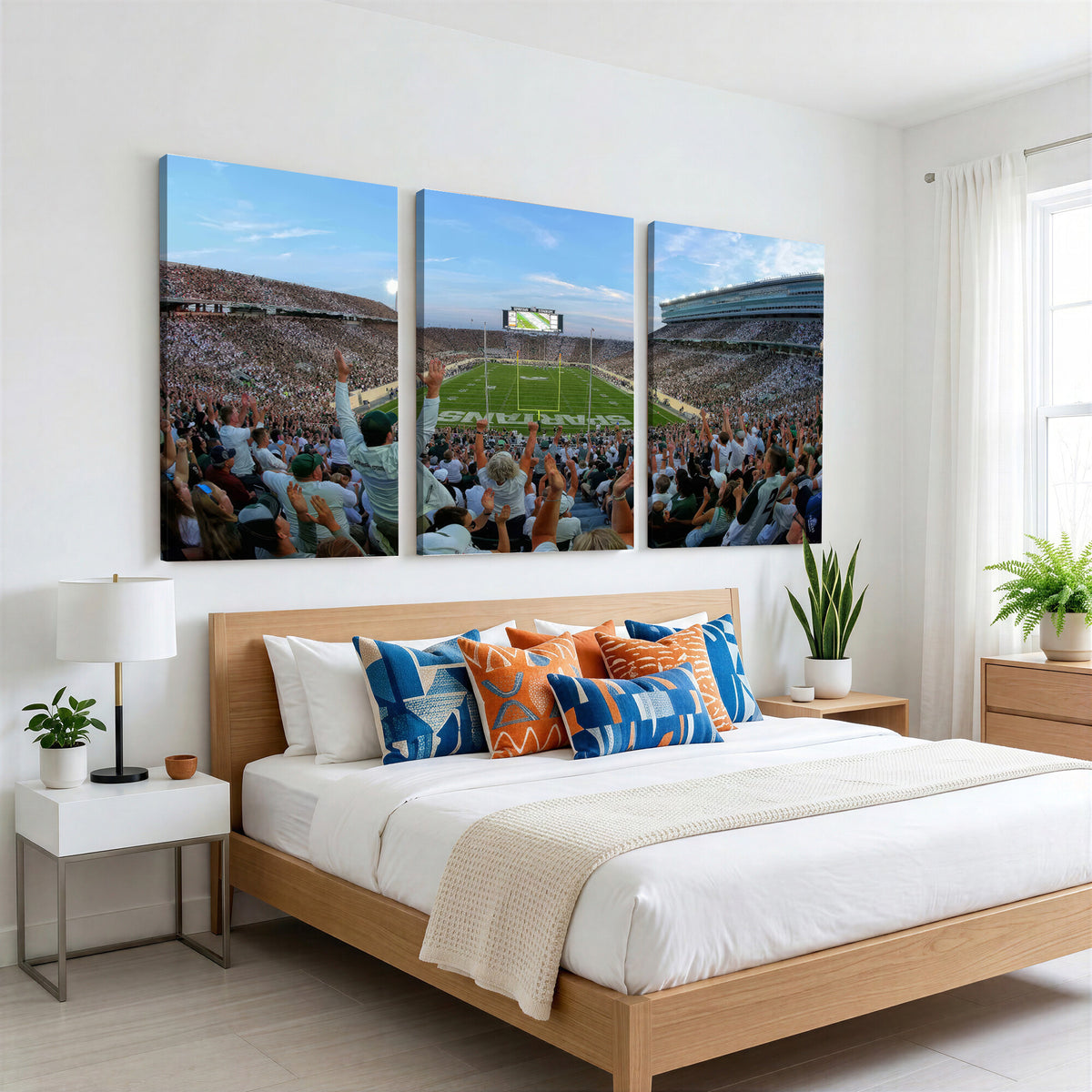 73105-PAN-FL-20X10 - Michigan State Spartans Football Team Art Print - East Lansing Spartan Stadium Wall Art Canvas Print