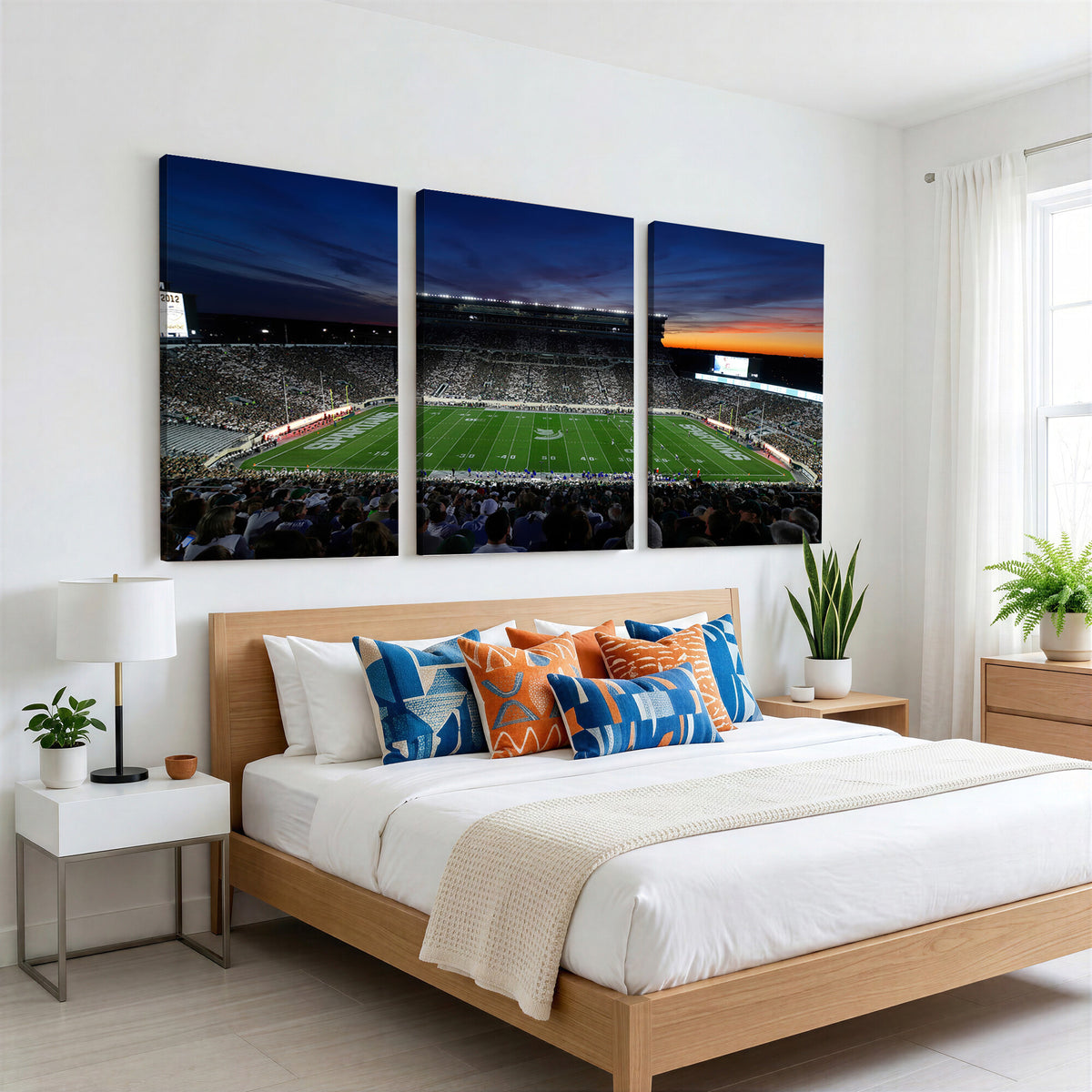 49074-MGV-CV-36X24 - Michigan State Spartans Football Team Print, East Lansing, Home Bar Wall Decor