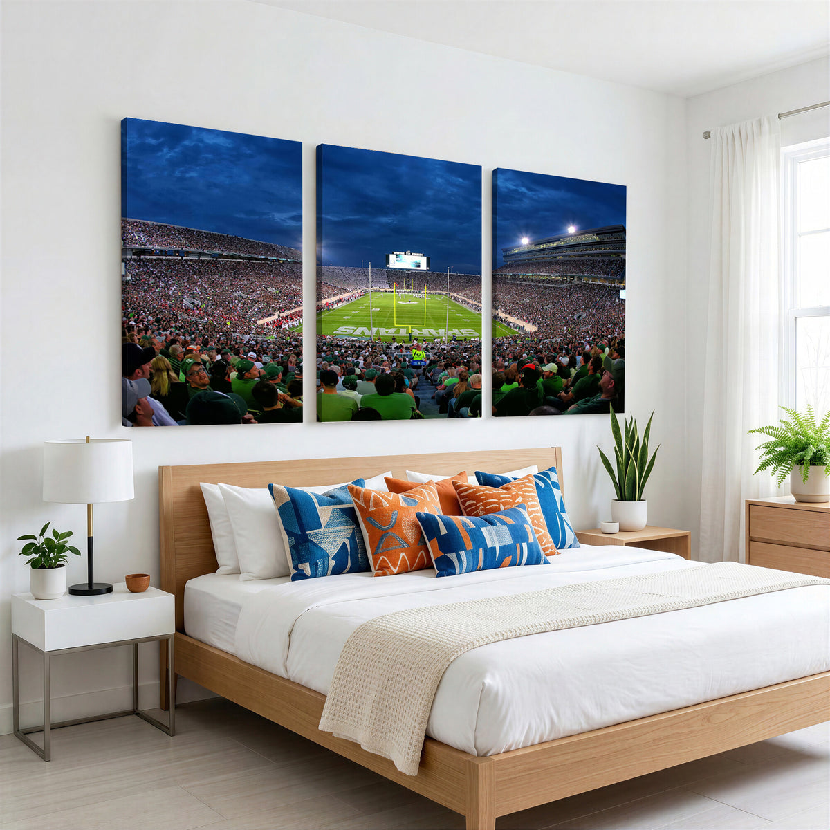 35248-MGV-CV-36X24 - Michigan State Spartans Football Team Print, East Lansing, Extra Large Game Room Wall Decor