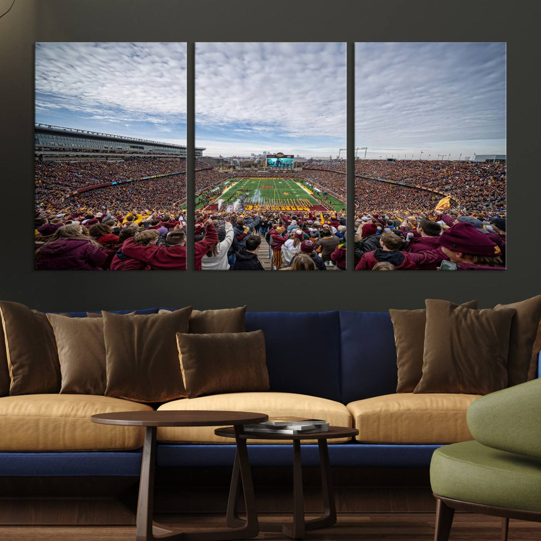 The University of Minnesotas Huntington Bank Stadium features vibrant wall art.