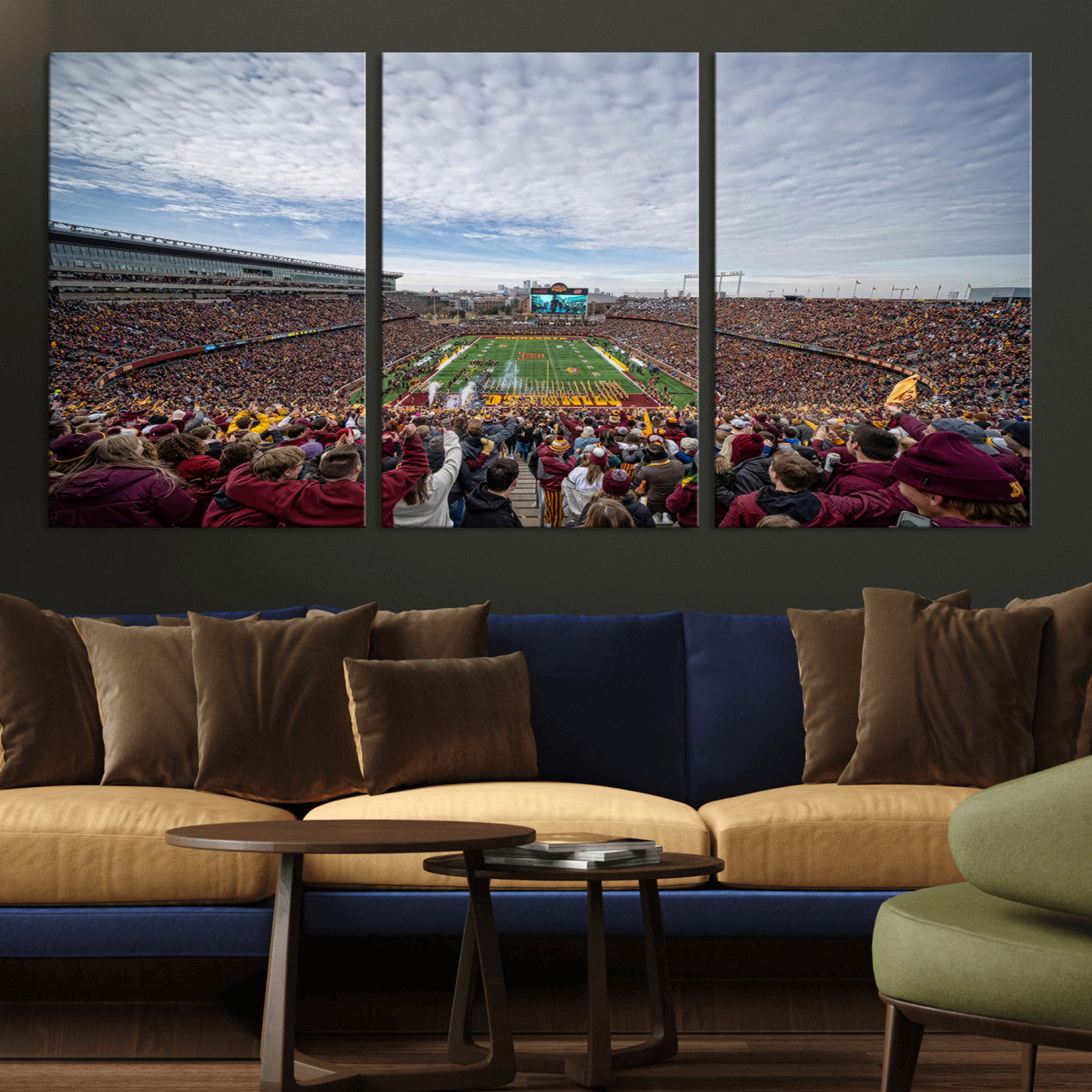 MGV-CV-60X30-3P - University of Minnesota Golden Gophers Football Team Print - Minneapolis Huntington Bank Stadium Art