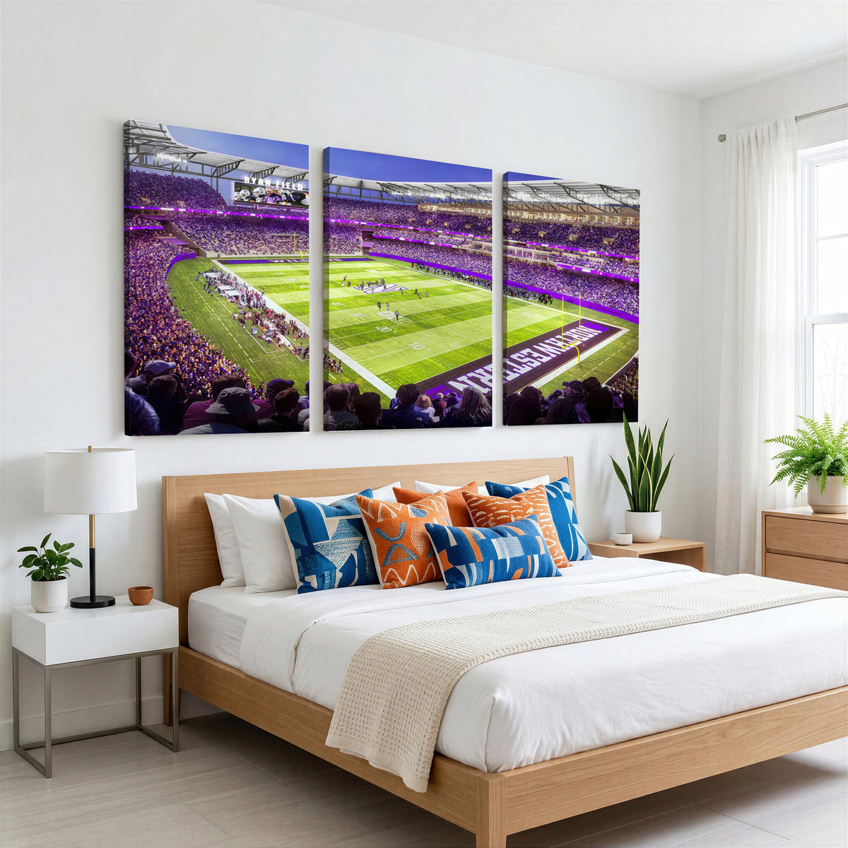 81245-MGV-CV-36X24 - Northwestern University Wildcats Football Team Print - Evanston Ryan Field Wall Art Canvas Print