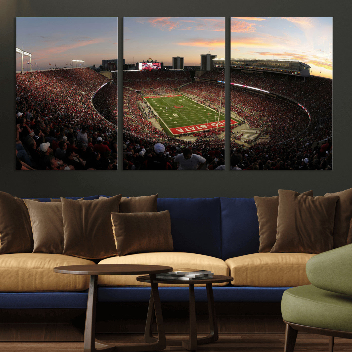 MGV-CV-60X30-3P - Ohio State University Buckeyes Football Team Print - Columbus Ohio Stadium Wall Art Canvas Print