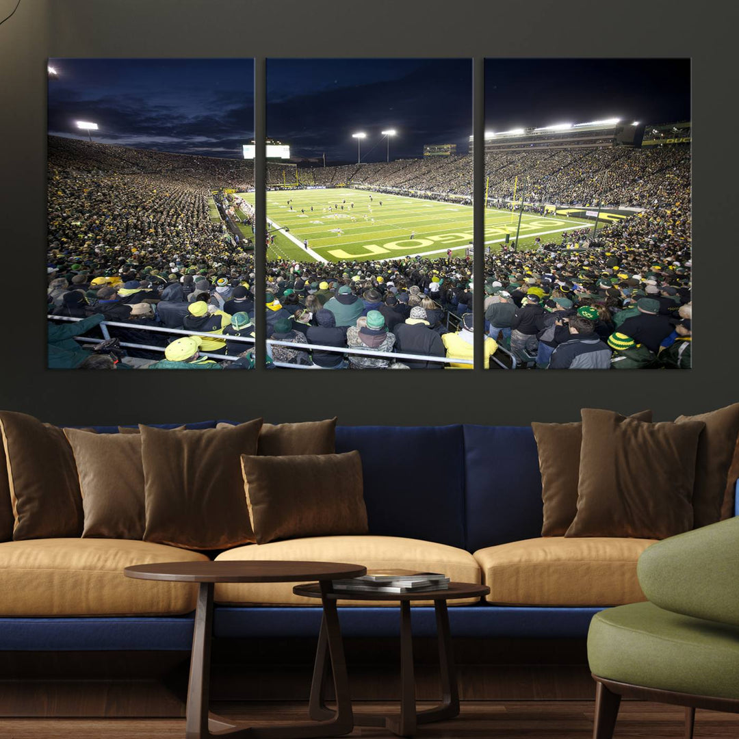 University of Oregon Ducks Football Team Print - Eugene Autzen Stadium Wall Art Canvas Print