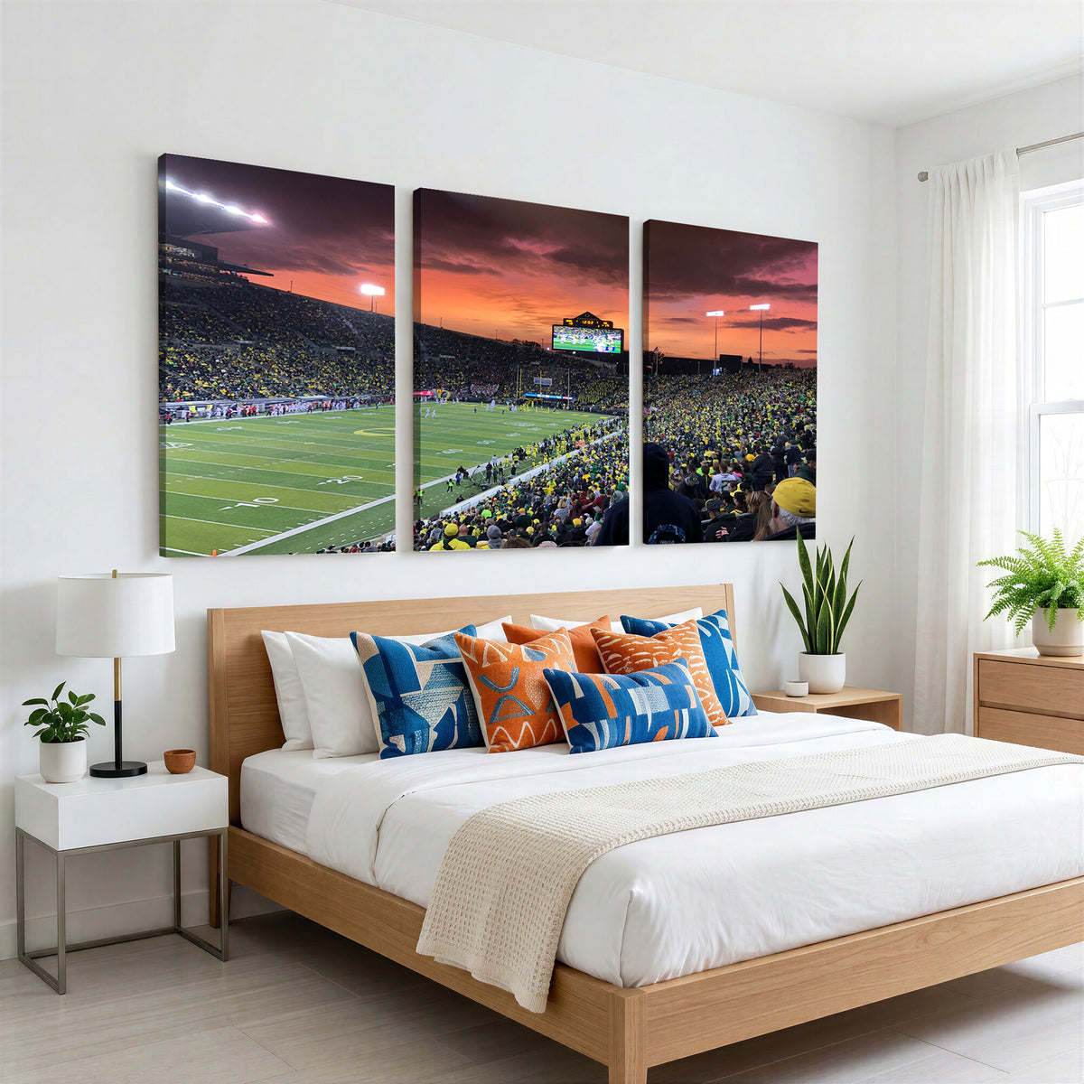 75065-MGV-CV-36X24 - Eugene Autzen Stadium Canvas Wall Art Print, Sunset Over the Football Field