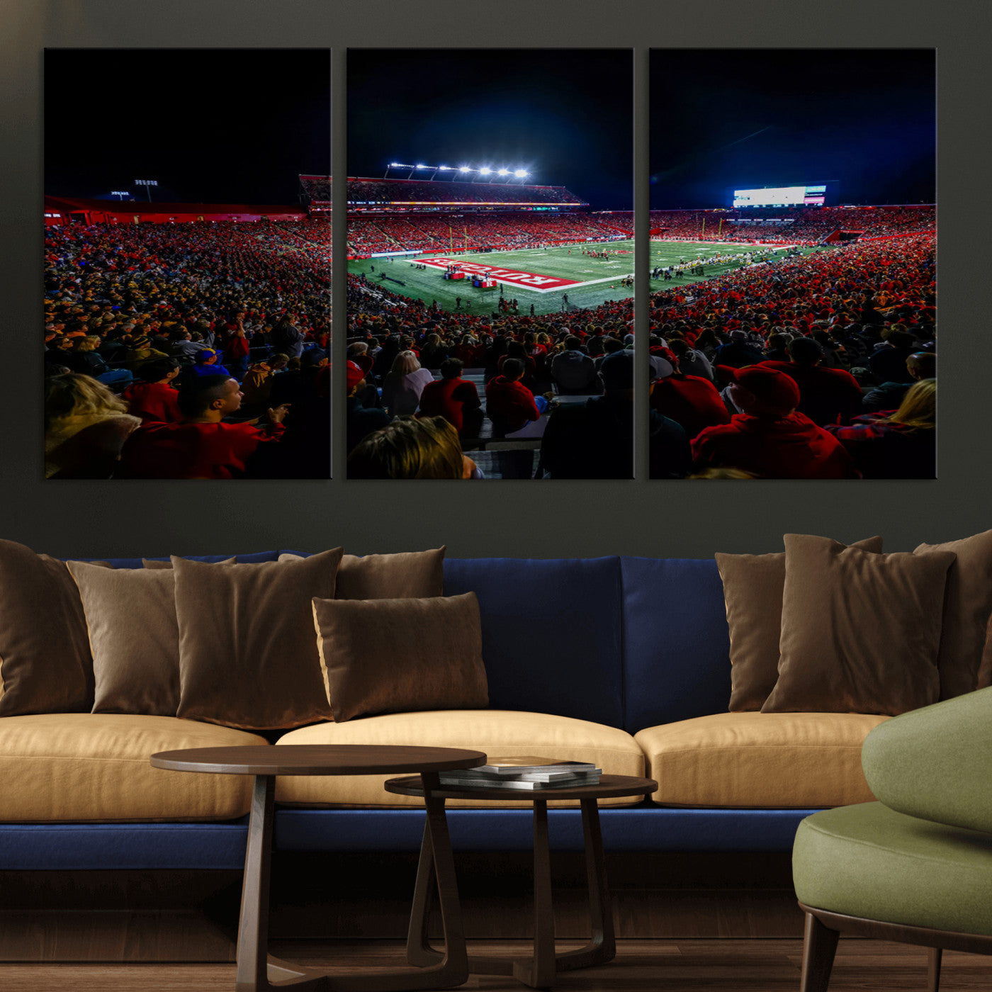 MGV-CV-60X30-3P - Rutgers Scarlet Knights Football Team Print - SHI Stadium, Piscataway Wall Art Canvas Print