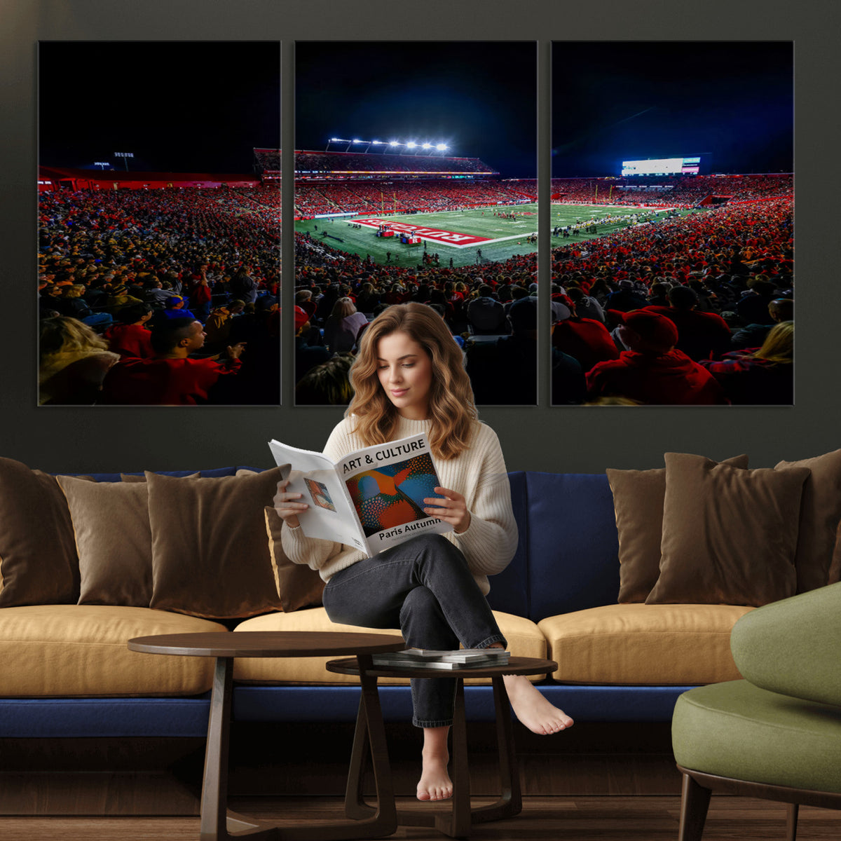 18115-PAN-FL-20X10 - Rutgers Scarlet Knights Football Team Print - SHI Stadium, Piscataway Wall Art Canvas Print