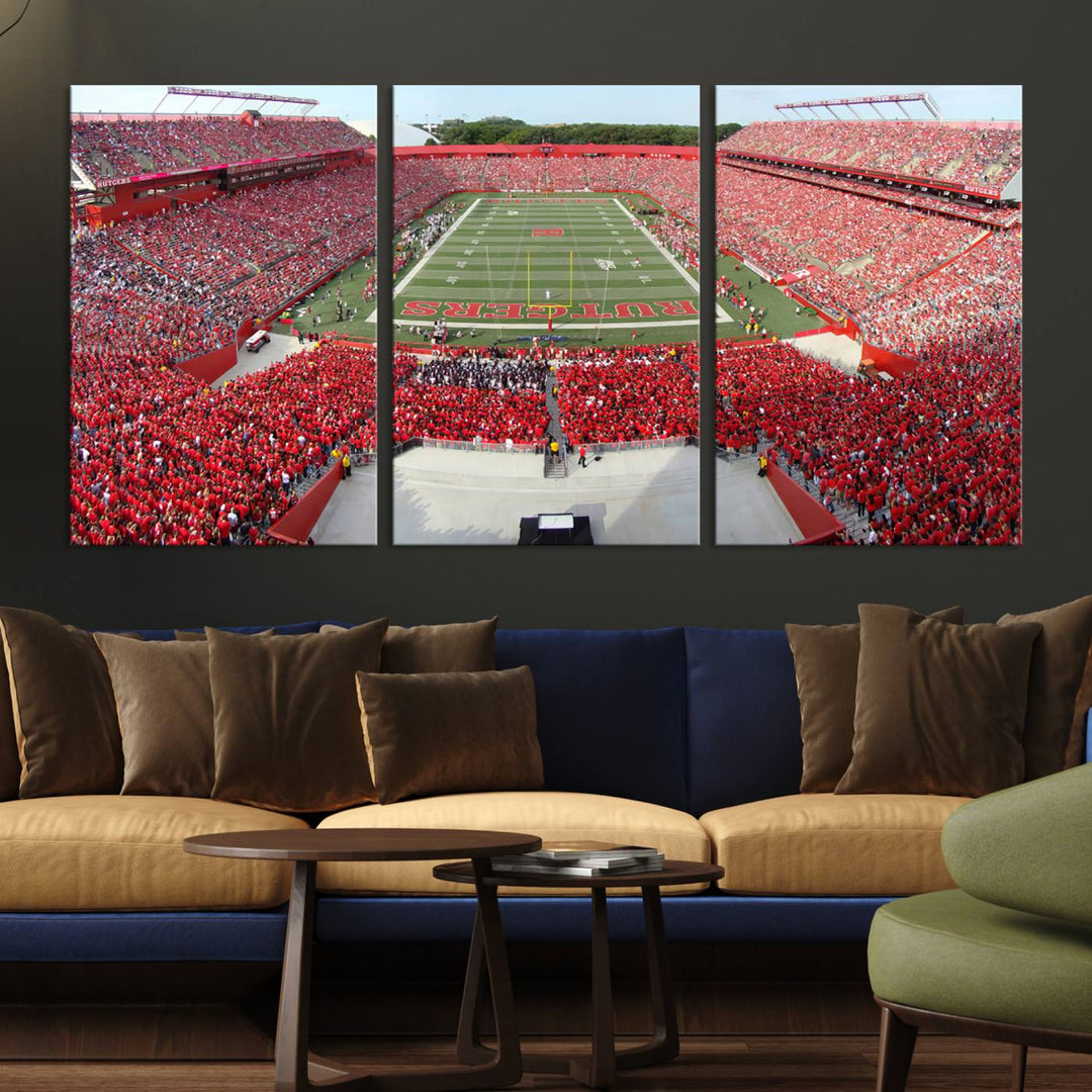 Rutgers Scarlet Knights Football Team Print - Piscataway SHI Stadium Wall Art Canvas Print