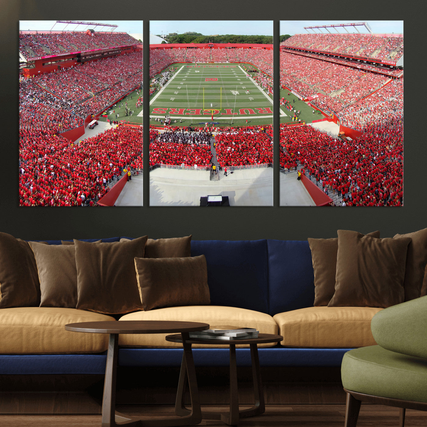 MGV-CV-60X30-3P - Rutgers Scarlet Knights Football Team Print - Piscataway SHI Stadium Wall Art Canvas Print