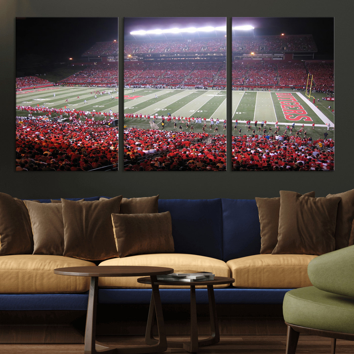 MGV-CV-60X30-3P - Rutgers University Scarlet Knights Football Team Print - Piscataway SHI Stadium Wall Art Canvas