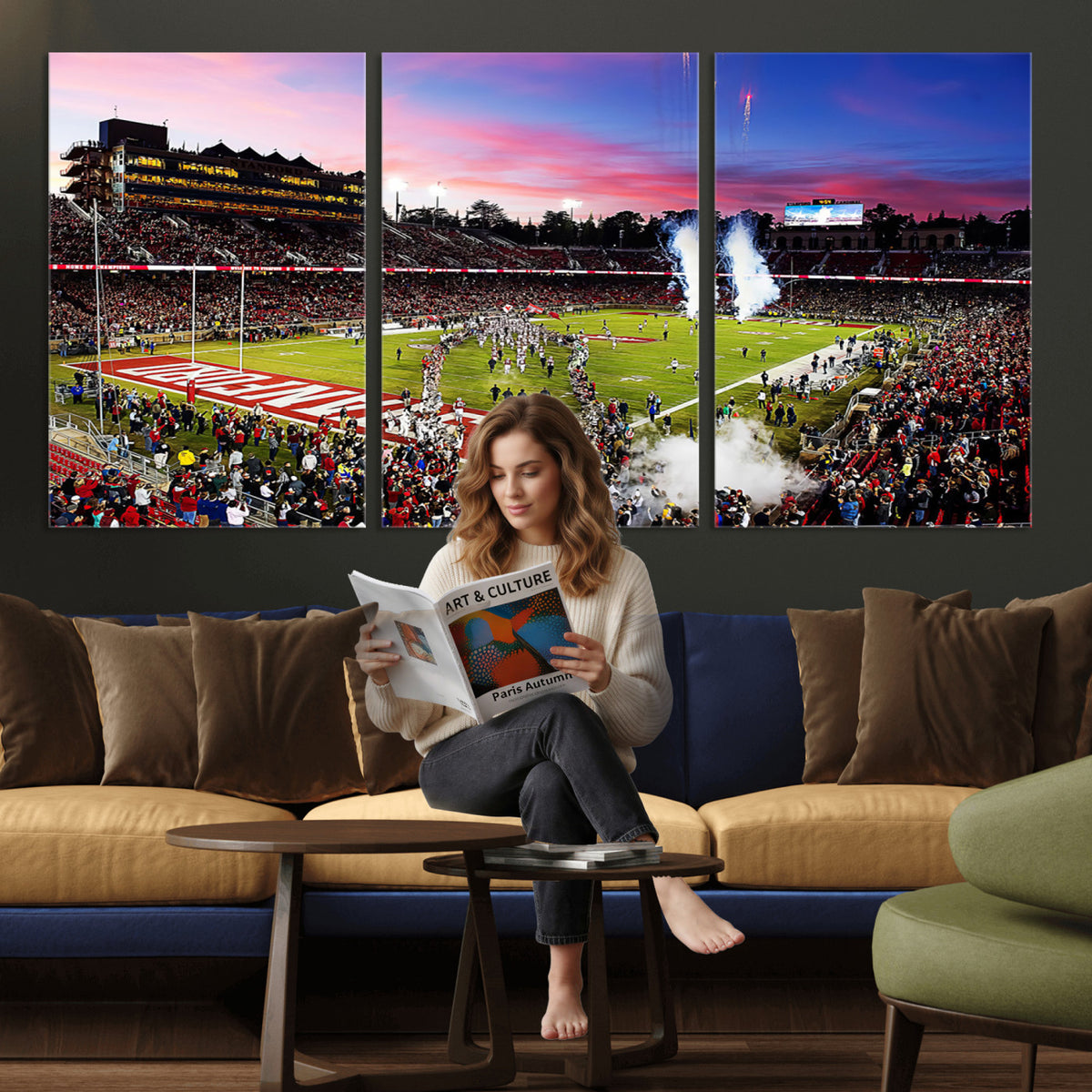 25557-PAN-FL-20X10 - Stanford University Cardinal Football Team Print - Stanford Stadium Wall Art Canvas Print