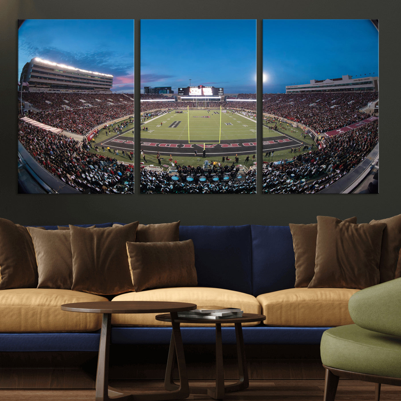 MGV-CV-60X30-3P - Texas Tech Red Raiders Canvas, Framed Football Team Print - Lubbock Jones AT&T Stadium Wall Art