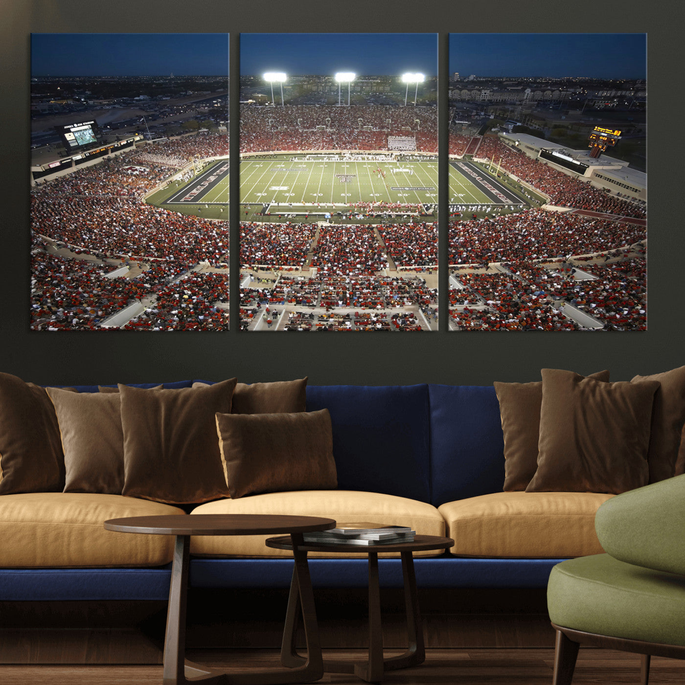 MGV-CV-60X30-3P - Texas Tech Red Raiders Football Team Print - Lubbock Jones AT&T Stadium Wall Art Canvas Print