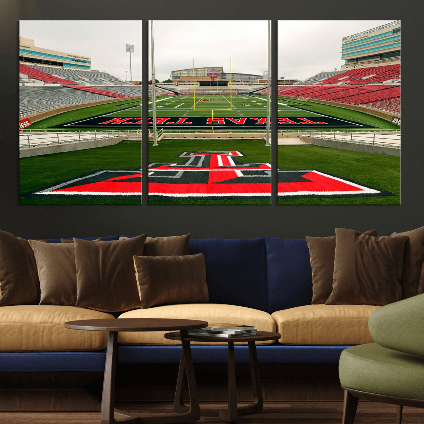 MGV-CV-60X30-3P - Texas Tech Red Raiders Football Team Print - Lubbock Jones AT&T Stadium Wall Art Canvas Print