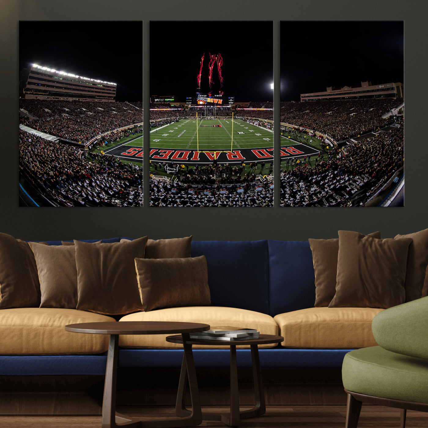 MGV-CV-60X30-3P - Framed Texas Tech Red Raiders Stadium Canvas, Texas Tech Red Raiders Football Team Print - Lubbock