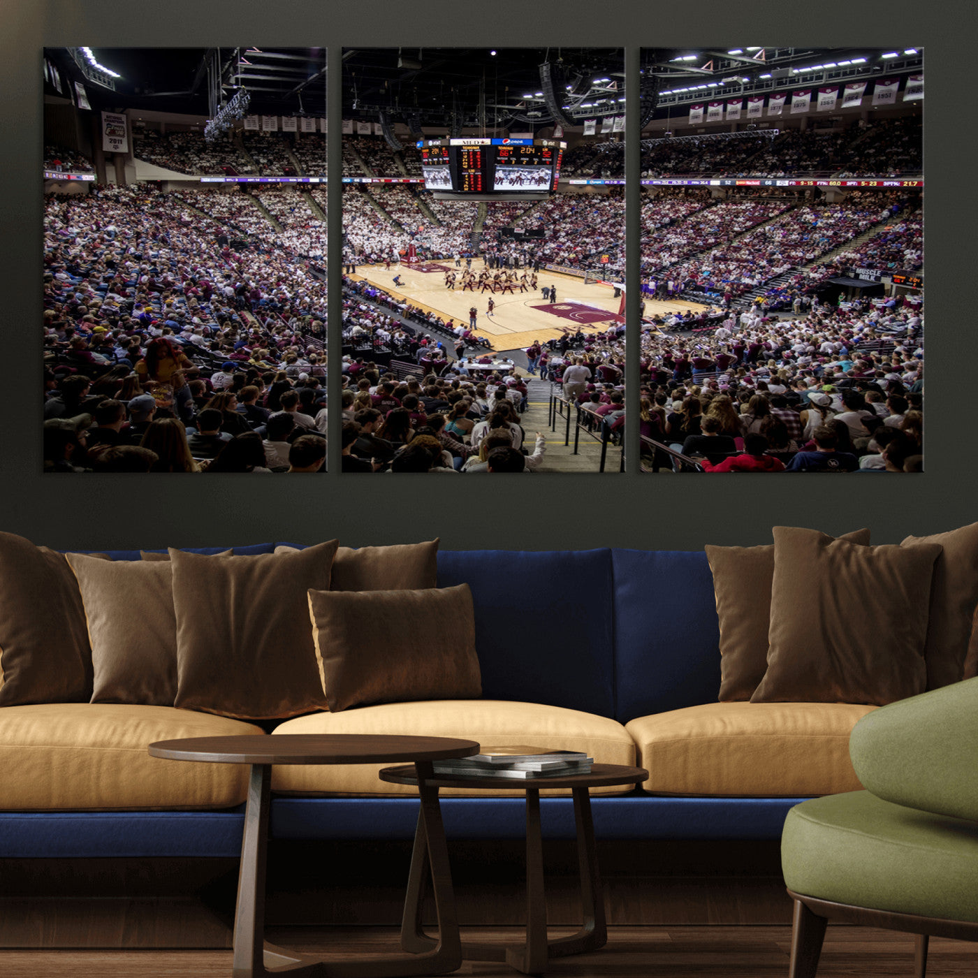 MGV-CV-60X30-3P - University of Nebraska Cornhuskers Basketball Team Print - Lincoln Red Arena Wall Art Canvas Print