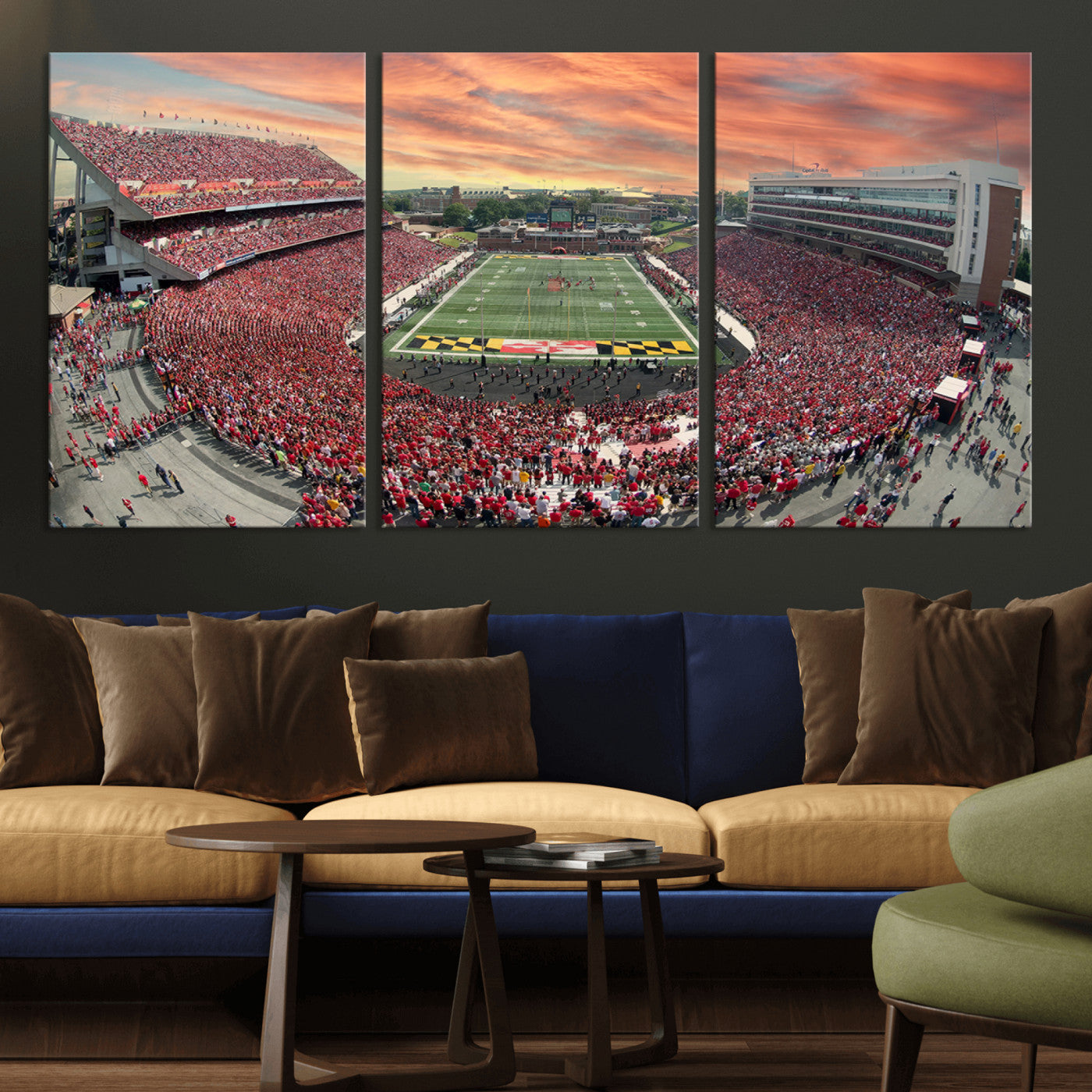 MGV-CV-60X30-3P - University of Maryland Terrapins Football Team Print - College Park SECU Stadium Wall Art Canvas