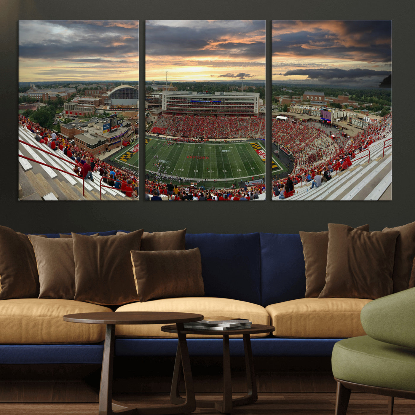 MGV-CV-60X30-3P - University of Maryland Terrapins Football Team Print - College Park SECU Stadium Wall Art Canvas