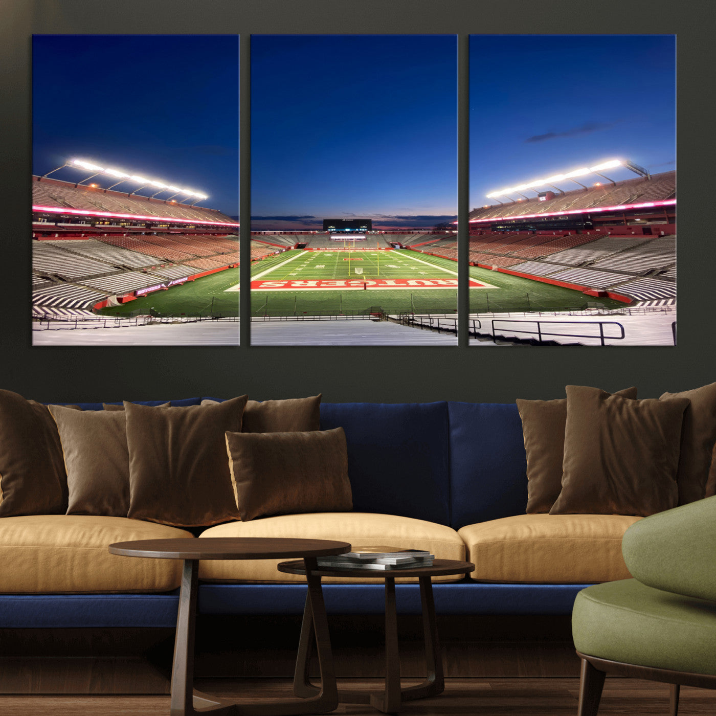 MGV-CV-60X30-3P - Rutgers Scarlet Knights Football Team Print - Piscataway SHI Stadium Wall Art Canvas Print