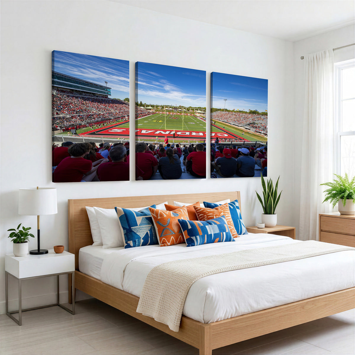 71475-MGV-CV-36X24 - Ball State Cardinals Football Team Print, Muncie Scheumann Stadium