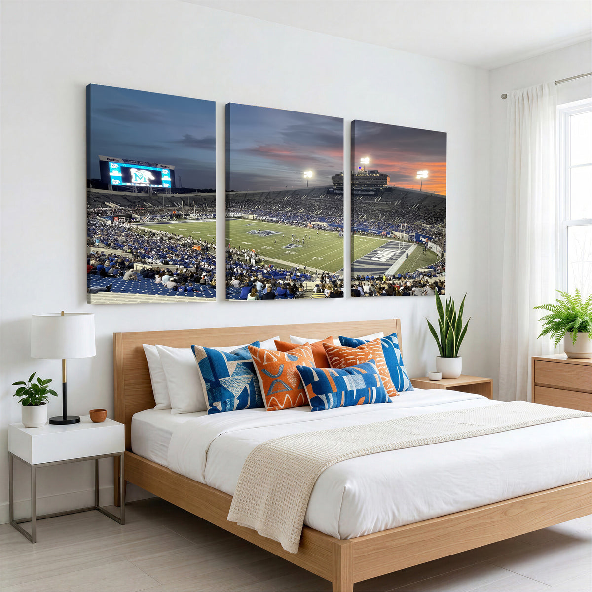 64409-MGV-CV-36X24 - Memphis Tigers Football Team Print, Memphis Simmons Bank Liberty Stadium