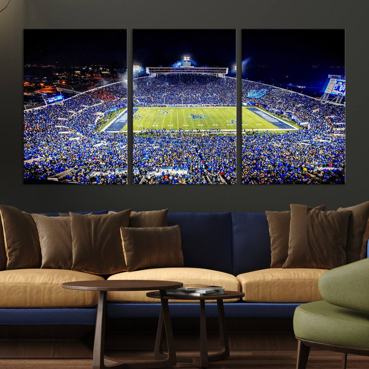 University of Memphis Tigers Football Team Print - Memphis Simmons Bank Liberty Stadium Wall Art Canvas Print